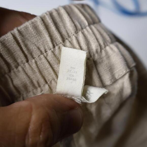 Eileen Fisher 100% Organic Linen Beige Pull On Pants XL Lagenlook High Rise Crop - Picture 4 of 9